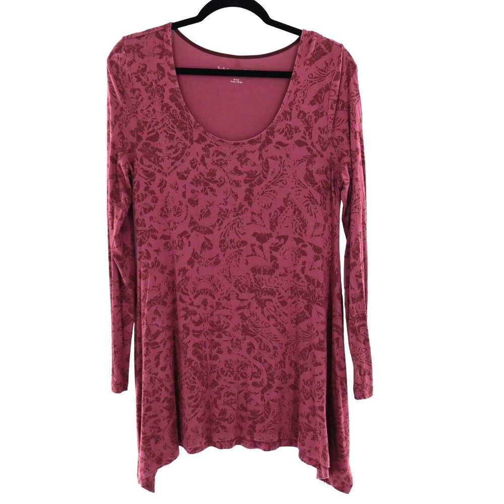 Soft Surroundings Swing Top‎ Womens S Burgundy Lagenlook Boho Relaxed Layering